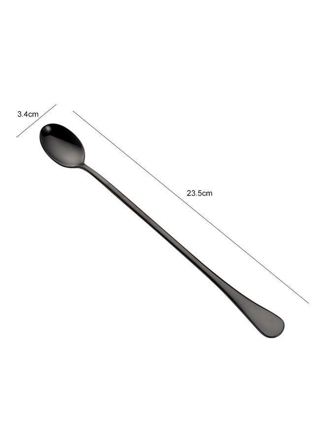 9-inch Iced Tea Spoon Stainless Steel Long Handle Milkshake Coffee Stirring Titanium Plating Black 24*2.6*3.5cm - Image 2